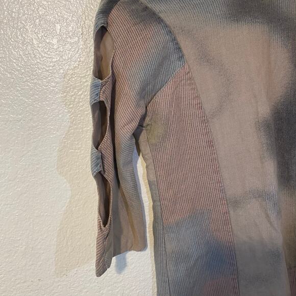 Seneca Rising Tie Dye Low Neck Cold Shoulder Zip Front Linen Shift Dress Size S - Picture 8 of 12